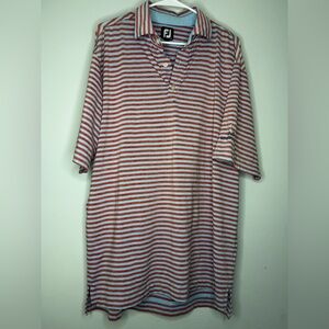 Footjoy Striped Short Sleeve Polo - Red and White